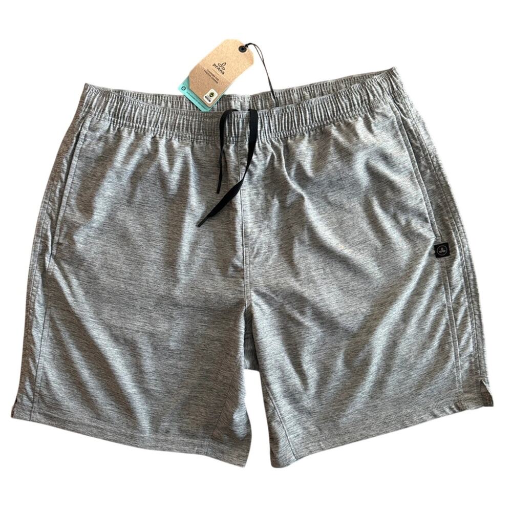 prAna Mens Prana Peak Creek II Comfort Gym Short QuickDry Gray Heather NWT $75